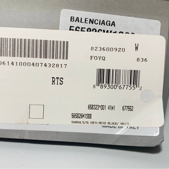 Balenciaga Men's Logo Mismatched Slide Sandal Size 8 - Picture 12 of 15